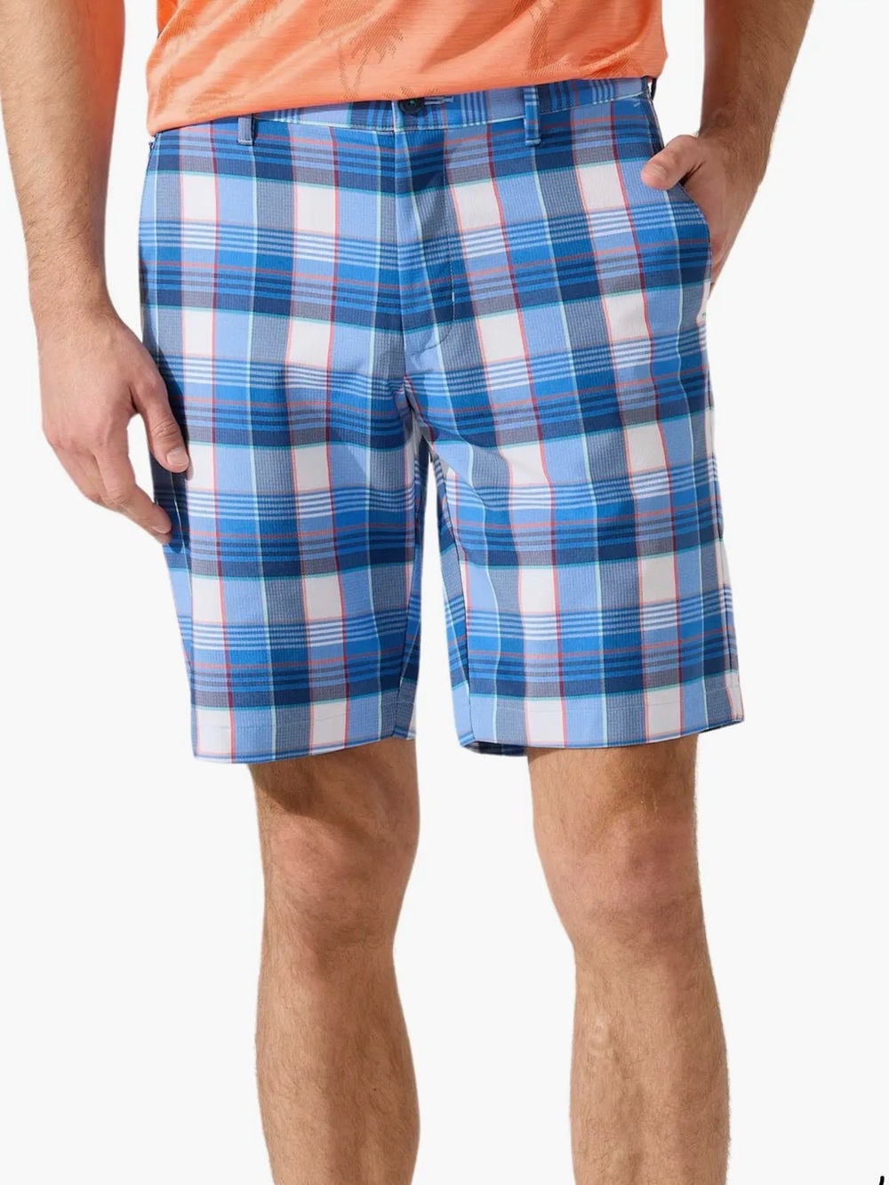Tommy Bahama Ocean Driver Blue and White Plaid Golf Shorts